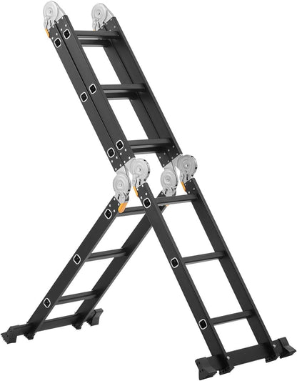 4x6 Step Heavy Duty Folding Extension Ladder | Multi-Purpose Aluminium | Industrial & Home Use