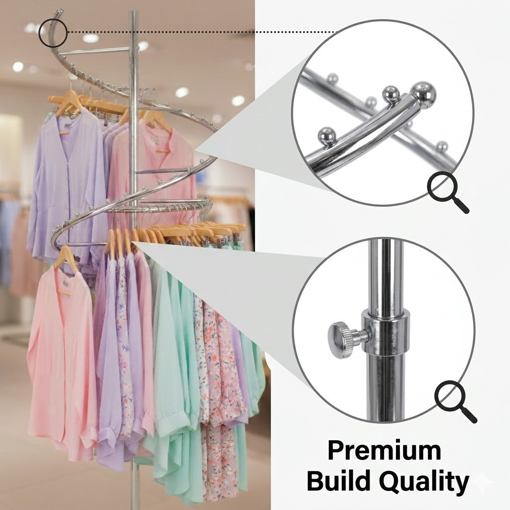 S-Type Garment Rack | Chrome Clothing Display Stand