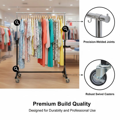 Single Heavy Duty Garment Rack Chrome | Strong Clothes Display Stand