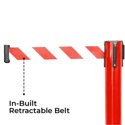 Retractable Queue Barrier with 2M Red Belt