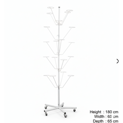 Floor Standing Rotating Hat Display Rack | Chrome & White