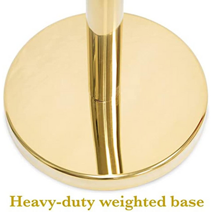 I Best Round Top Polished Stainless Stanchions Posts Queue Pole, Rope Barriers Stanchion Set, with 5Ft Red Velvet Rope
