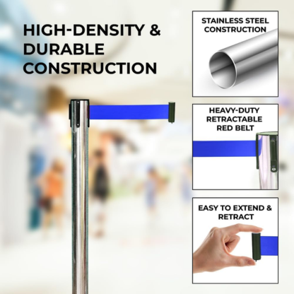 2M Retractable Belt Stanchion | Stainless Steel Crowd Control Post