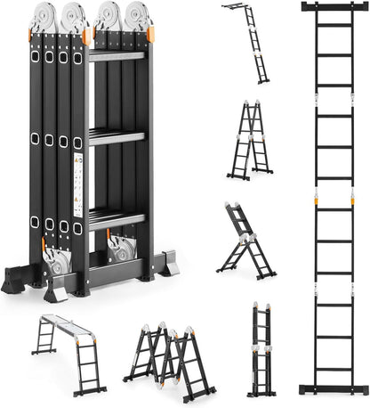 4x6 Step Heavy Duty Folding Extension Ladder | Multi-Purpose Aluminium | Industrial & Home Use