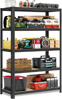 5-Tier Storage Shelves, Garage Storage, Boltless Assembly, Adjustable Shelving Unit, for Shed Warehouse Basement Kitchen