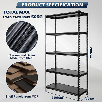 200kg x 5 Tier (90L *45D *200Hcm) Boltless Angle Shelf Storage Shelves