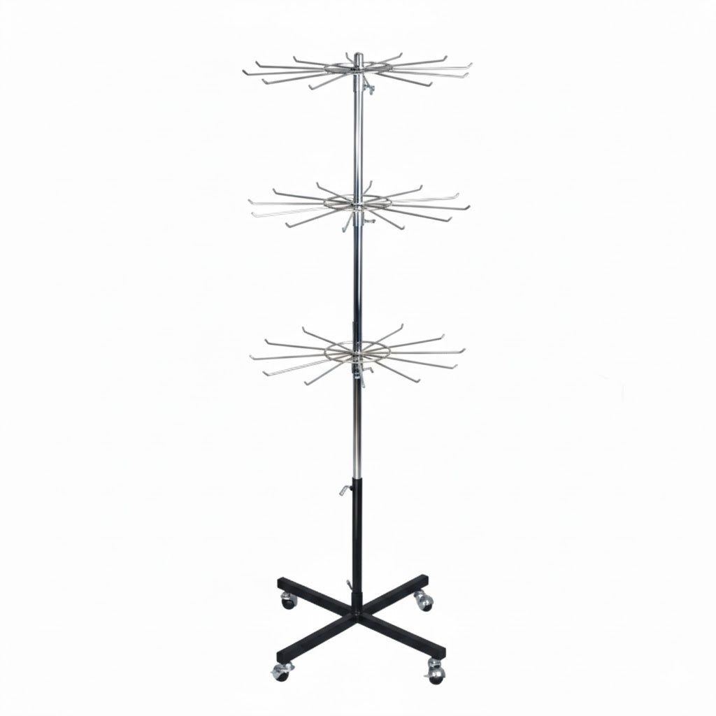 Black & Chrome Tie Display Stand | Retail Tie Rack