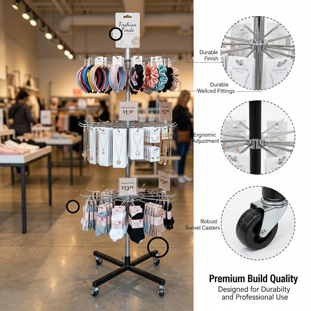 Black & Chrome Tie Display Stand | Retail Tie Rack