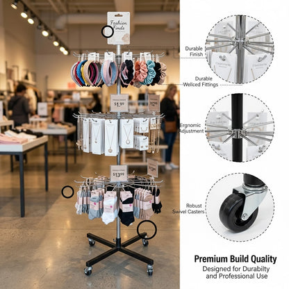 Black & Chrome Tie Display Stand | Retail Tie Rack