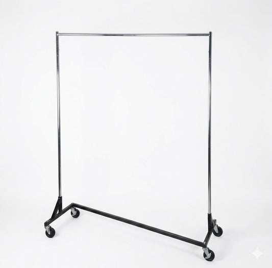Z-Type Garment Rack 160cm Black & Chrome | Heavy Duty Clothes Rack