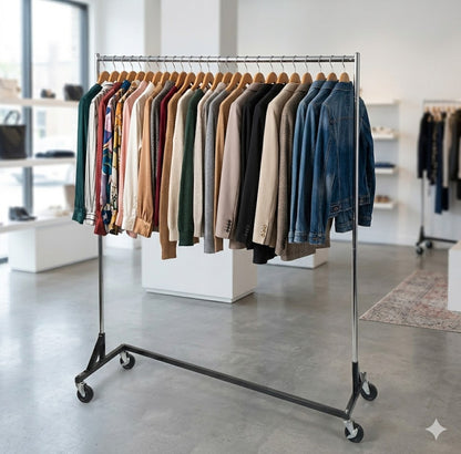 Z-Type Garment Rack 160cm Black & Chrome | Heavy Duty Clothes Rack