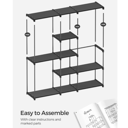 Extra-Wide Freestanding Clothes Rack with Shelves & Hanging Rods | Black