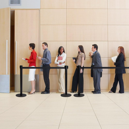 Retractable Queue Stanchion 4-Way with (2M Black Belt)