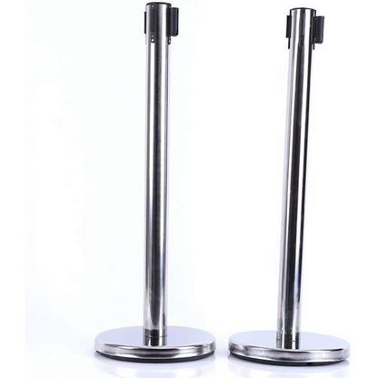 2Pcs Heavy Duty Stanchion, Premium Steel Post Crowd Control Barrier with Retractable Belt, Easy Connect Assembly for Events, Parties or Crowd Control