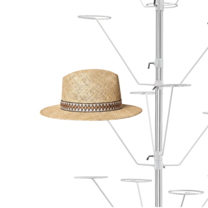 Floor Standing Rotating Hat Display Rack | Chrome & White