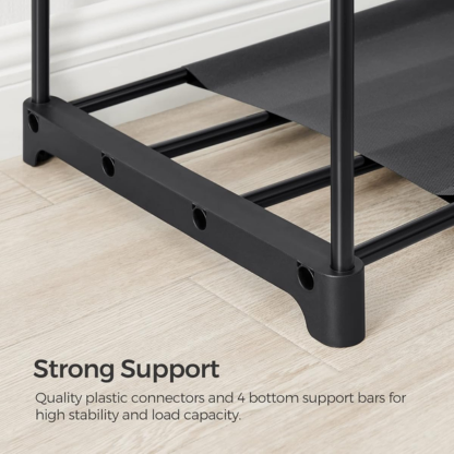 Portable Freestanding Closet Organiser with Shelves & Hanging Rods | Black