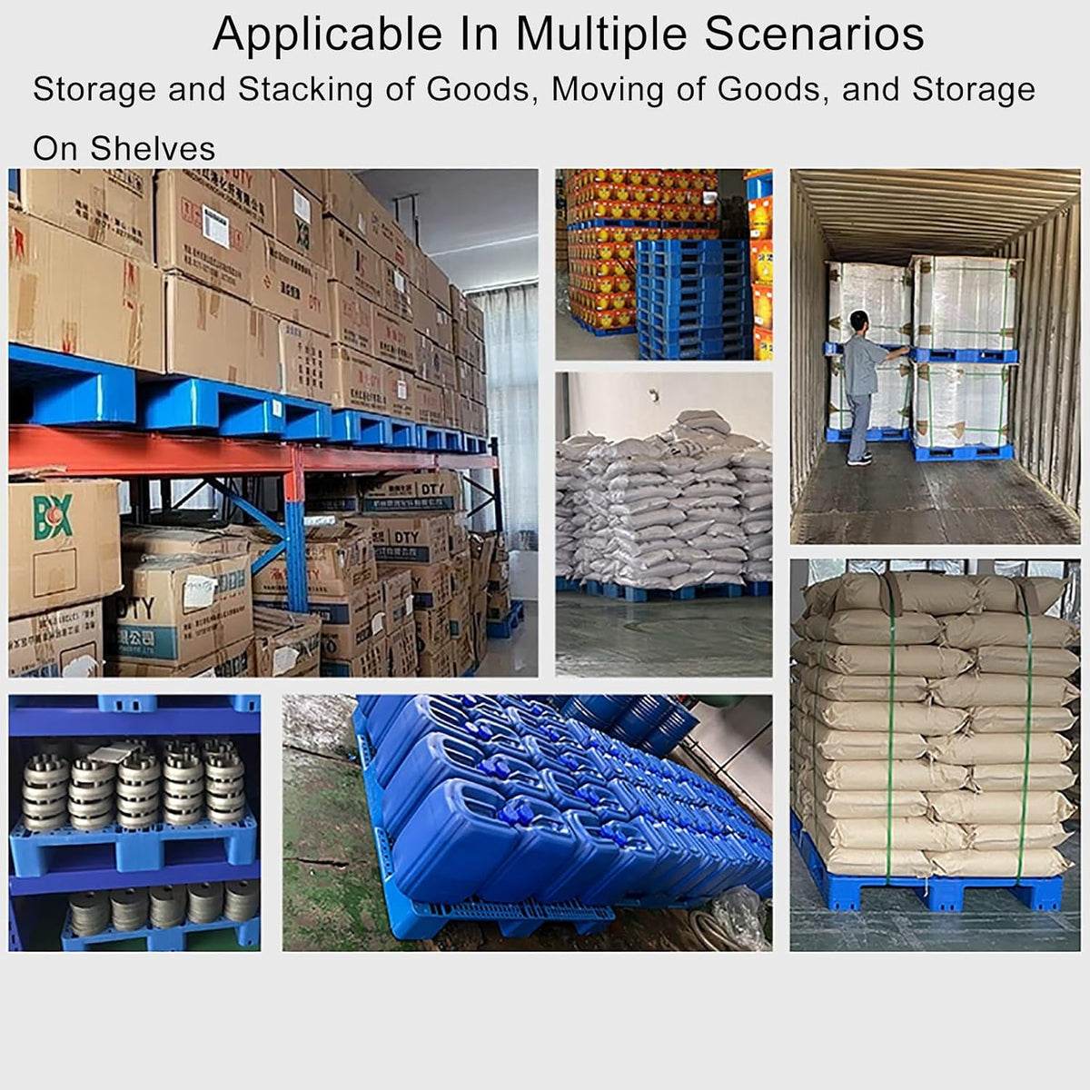 1200 x 1000 x 150mm Nestable Plastic Pallet, Heavy-Duty Polyethylene Transport Pallets for Supermarkets, Kitchens, Warehouses, Outdoor Use (Blue)