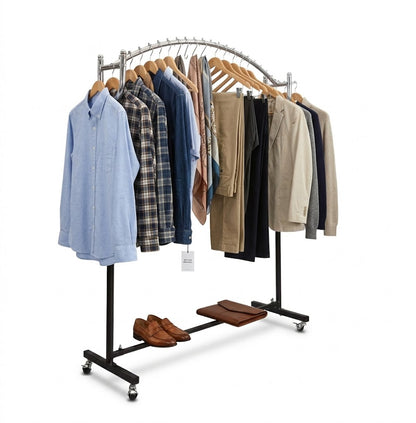 120cm Garment Rack Black & Chrome | Retail Clothes Display Rack