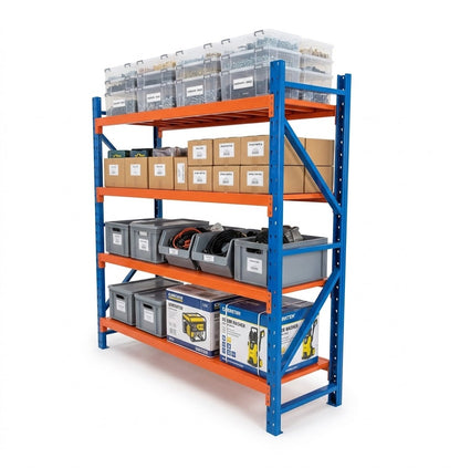 Heavy Duty 4-Tier Warehouse Rack (600kg Capacity)