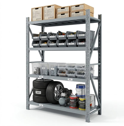 Heavy Duty 4-Tier Warehouse Rack (600kg Capacity)