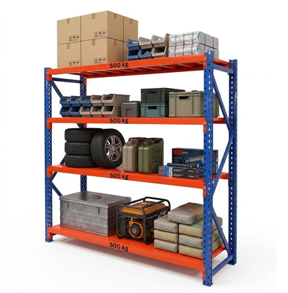 5-Tier Industrial Steel Shelving Rack 100x60x200cm | 500kg Capacity | Heavy Duty Rack