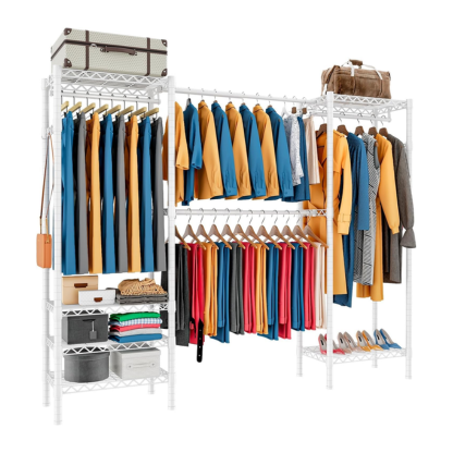 Heavy-Duty Expandable Clothes Rack with Shelves & Hanging Rods | Black