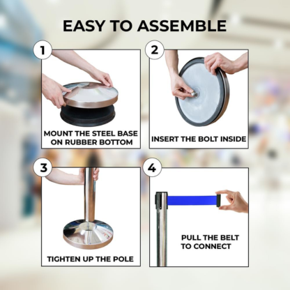 2M Retractable Belt Stanchion | Stainless Steel Crowd Control Post