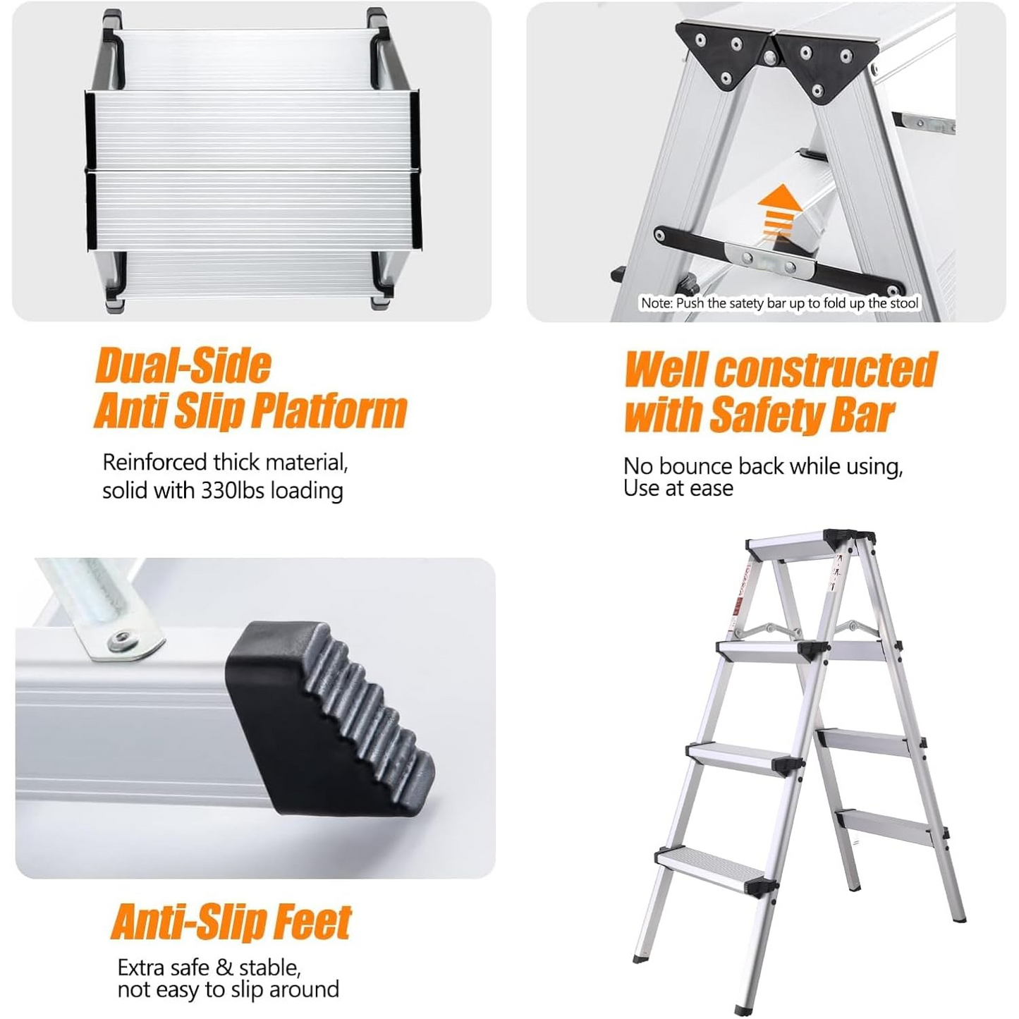Aluminium Alloy Bilateral Ladders, Stepladders Folding Ladder Stool