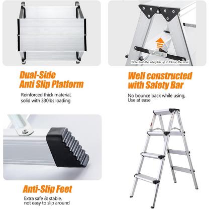 Aluminium Alloy Bilateral Ladders, Stepladders Folding Ladder Stool