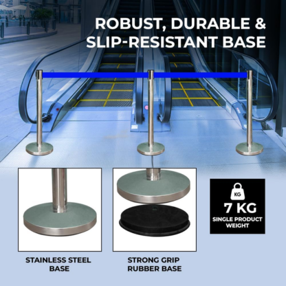 2M Retractable Belt Stanchion | Stainless Steel Crowd Control Post