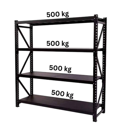 4-Tier Industrial Steel Shelving Rack | 500kg Capacity | Heavy Duty Rack