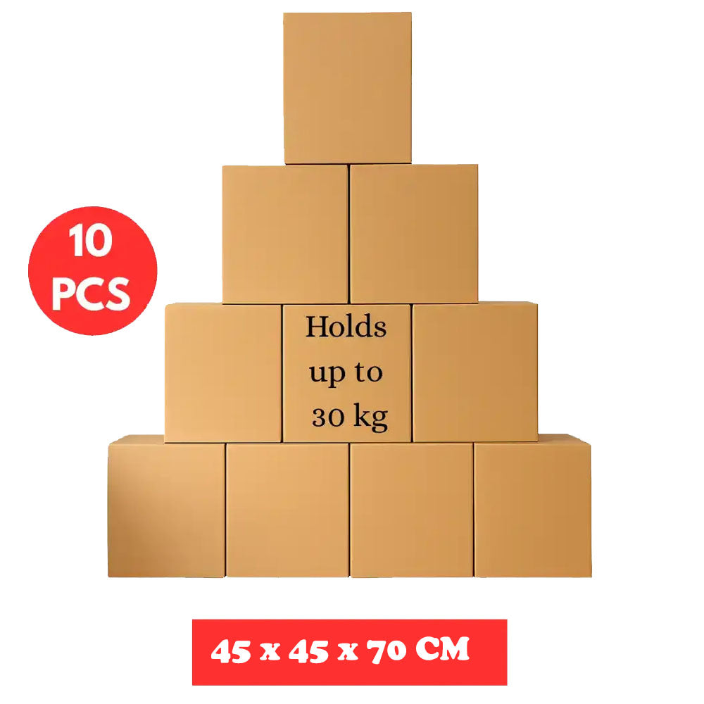 Corrugated Cardboard Shipping Boxes 45x45x70cm | Pack of 10 | Heavy Duty Moving & Storage Cartons