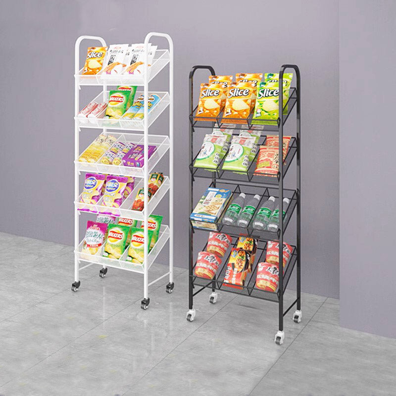 Grocery Store Shelf for Retail Supermarket, 4 Tier Crisps Racks with Removable Divider without Tyres