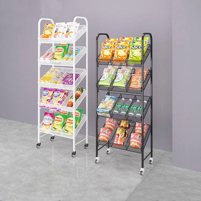 Grocery Store Shelf for Retail Supermarket, 4 Tier Crisps Racks with Removable Divider without Tyres
