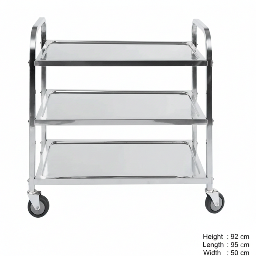 Serving Trolley, 3-tier, Stainless Steel