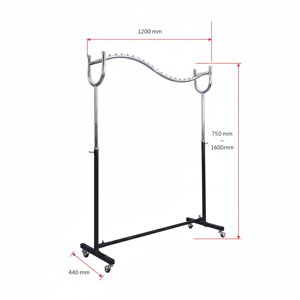 120cm Garment Rack Black & Chrome | Retail Clothing Display Rack