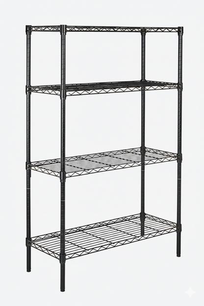 4-Tier Wire Shelving Rack 180cmx45x45 | Heavy Duty Carbon Steel | Black Epoxy Coating