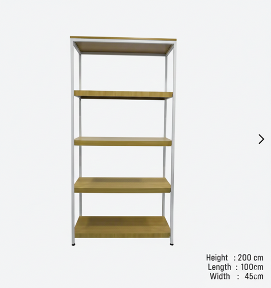MS White Shelving Stand | Heavy Duty 5-Tier Unit (200x100x45cm)