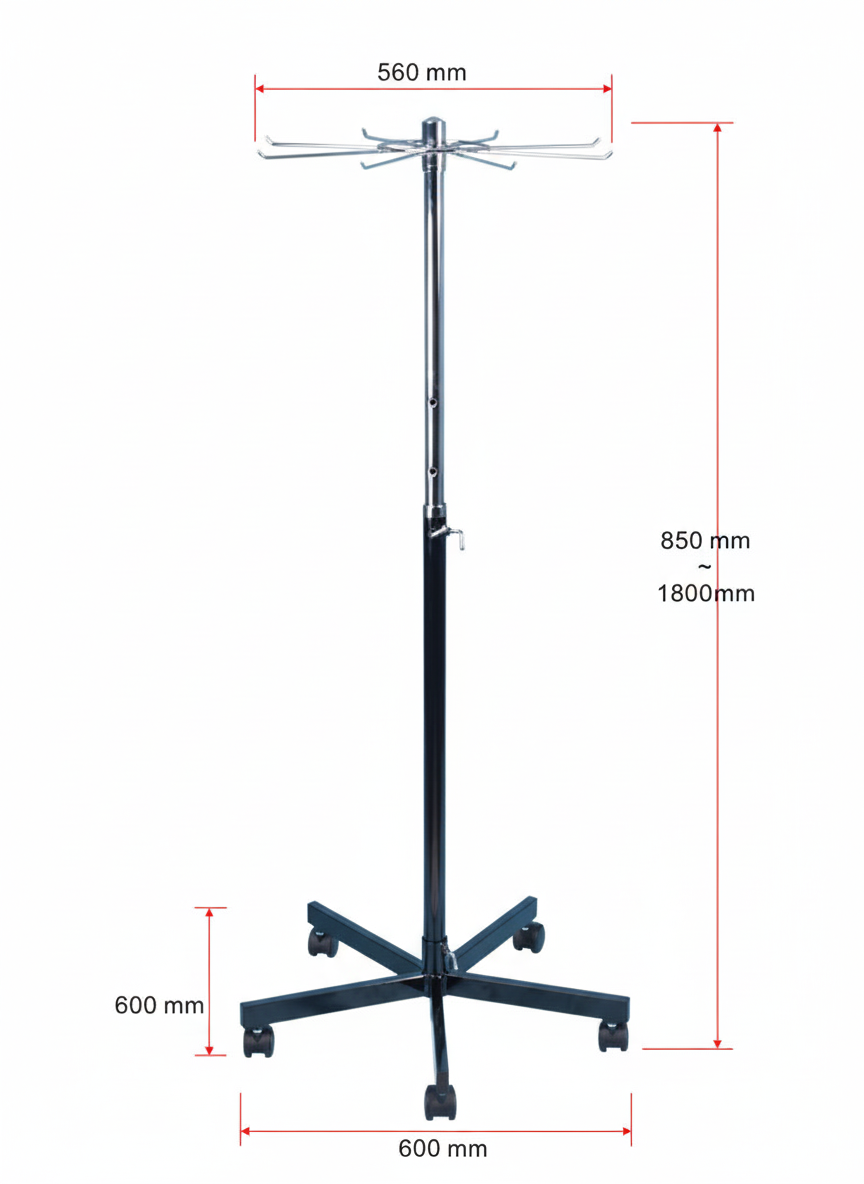 Adjustable Belt Display Stand | 8 Hooks Circular (Black & Chrome)