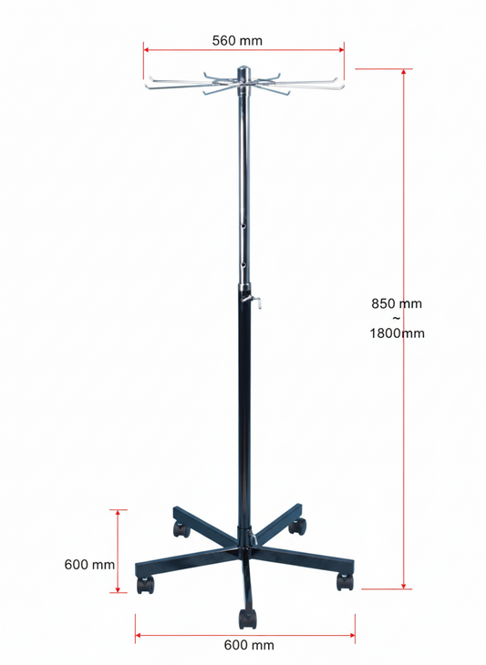 Adjustable Belt Display Stand | 8 Hooks Circular (Black & Chrome)