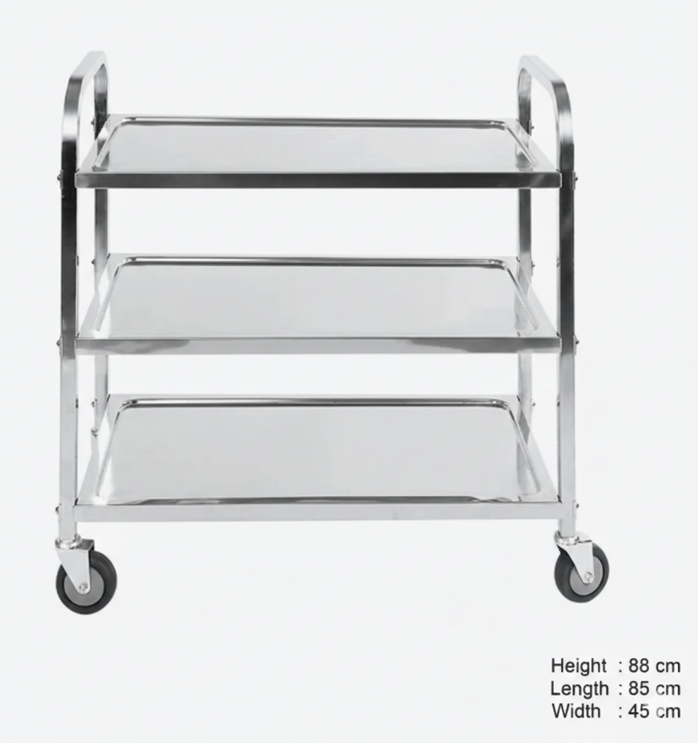 Serving Trolley, 3-tier, Stainless Steel