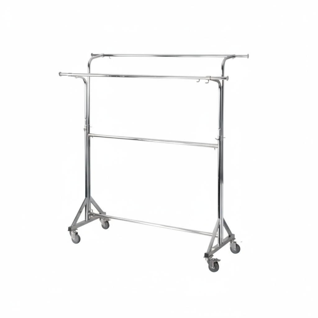 Double Bar Heavy-Duty Garment Rack | (Chrome)