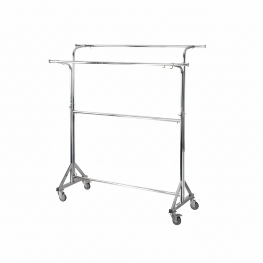Double Bar Heavy-Duty Garment Rack | (Chrome)