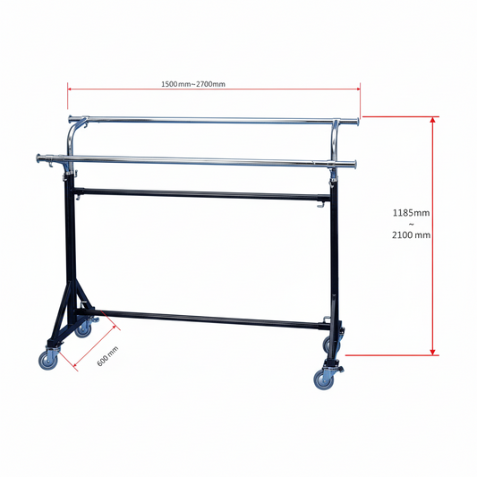 Double Heavy-Duty Garment Rack | Black & Chrome