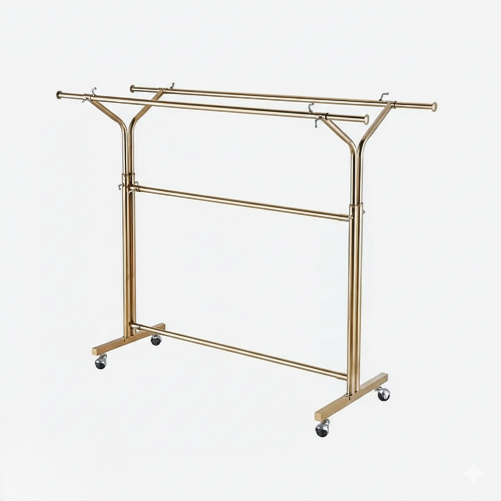 Full Chrome Double Bar Garment Rack