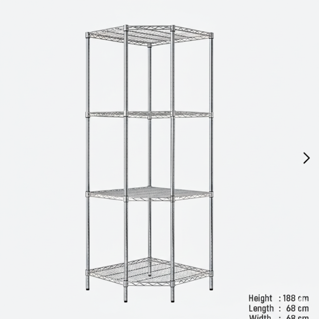 4-Tier Adjustable Metal Wire Rack in Chrome | Space-Saving Pentagon Co ...