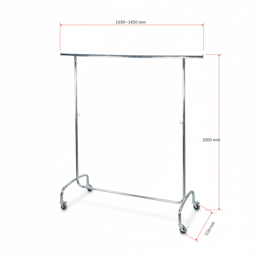 143cm x 200cm Chrome Garment Rack | Heavy Duty Clothes Display Stand