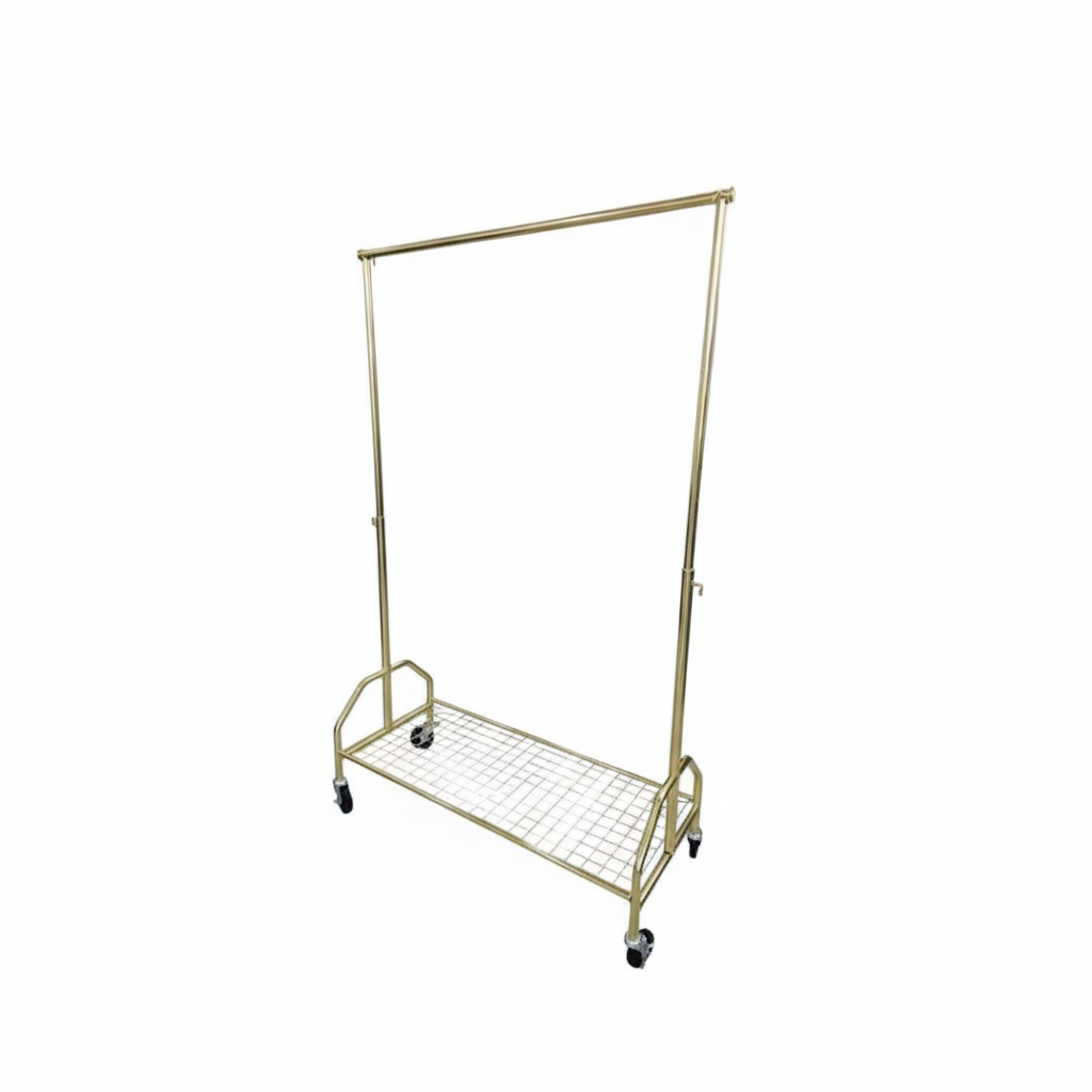 120cm Gold Garment Rack with Shelf | Luxury Clothes Display Stand