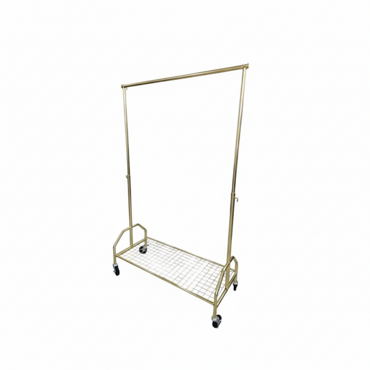 120cm Gold Garment Rack with Shelf | Luxury Clothes Display Stand