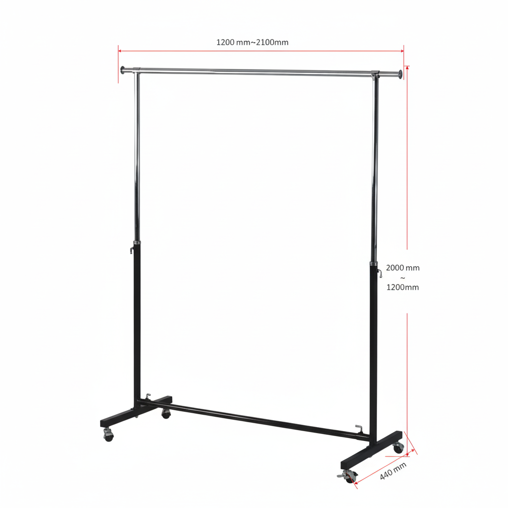 Black & Chrome Garment Rack 120cm | Heavy Duty Clothes Rack